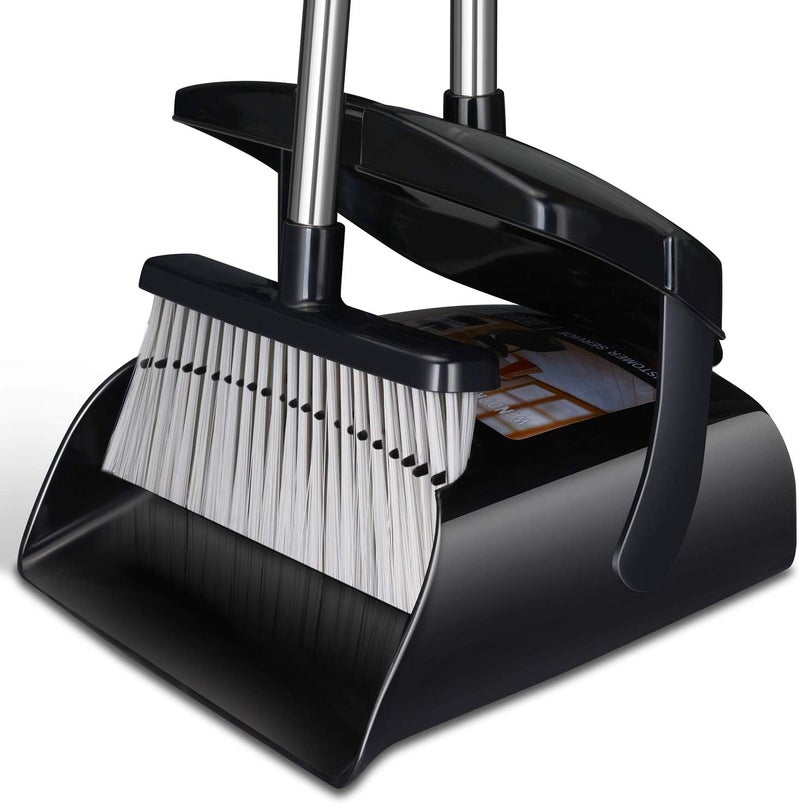 Beimu Broom and Dustpan Set for Home with Lid Indoor Upright Dustpan Broom and Dustpan Set Combo Dust Pan with Long Handle Apartment Household Essentials for New Home Angle Broom Sweeping Office Kitchen - Image 1